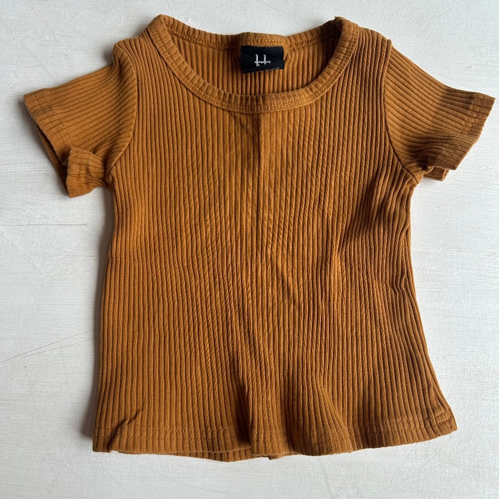 Forever French Gold Ribbed Short Sleeve Tee